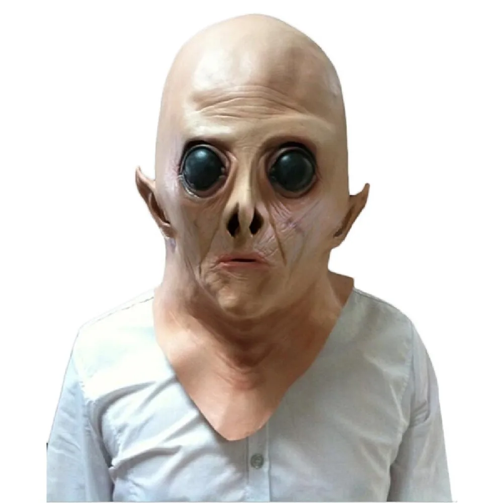 

Alien Mask UFO Extra Big Eyes Horrible Terrestrial Party ET Rubber Full Masks For Halloween Party Cosplay Scary Face Mask