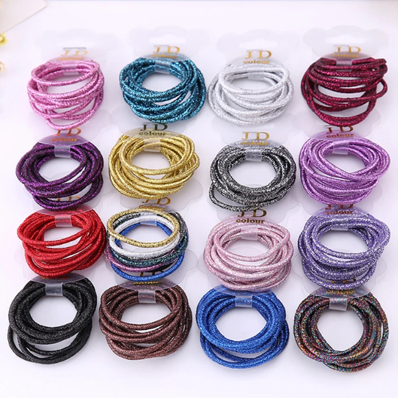 

Korean 2018 New 10PCS/Pack Simple Solid Shining Elastic Hair Bands Rope Sets Women Girls Kids Hair Tie Headwear Hair Accessories
