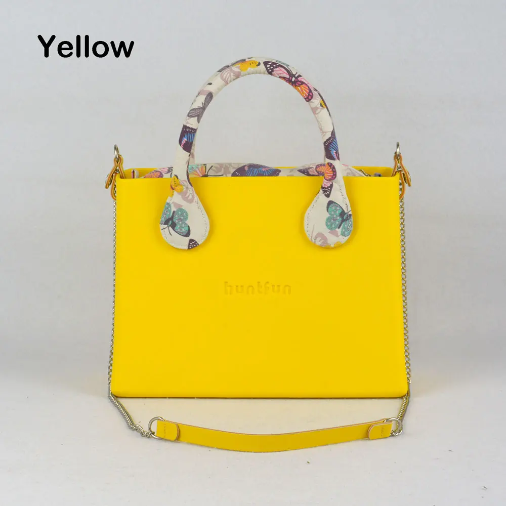 Квадратная сумка tanqu huntfun с цветочными ручками, на плечо, на цепочке, красочная вставка, водонепроницаемый стиль obag, женская сумка с О-образным вырезом, EVA резина - Цвет: yellow