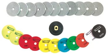 

Diamond Polishing Pads 4" inch Wet & Dry Set of 11 pad +1 Backer Pad Amazing Value for use on Granite, Concrete & Marble