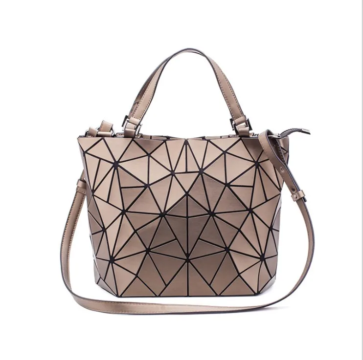 Сумка-мешок с геометрическими ромбиками, известный бренд, дизайнерская креативная сумка на плечо, складная нестандартная ПВХ голографическая лазерная сумка - Цвет: Золотой