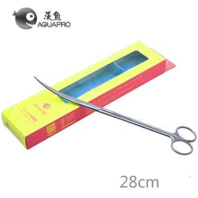 ADA quality AQUAPRO Plant Cleaning Tools Stainless Steel Scissor Tweezer Scoop Scraping algae knife Aquarium Water Fish tank - Цвет: Bend scissor 28