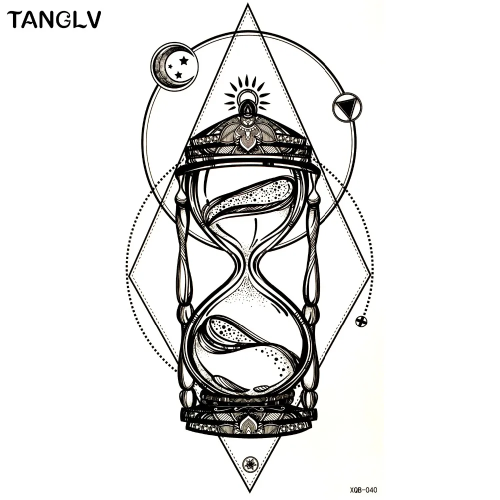 Body Art Black Hourglass Large Tatoo Sticker New Designer Cool