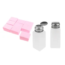 2Pcs 250ml Liquid Push Down Pump Dispenser Bottles + 700Pcs Nail Wipes Cotton Pads for Nail Polish Removal
