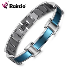 Мужские браслеты RainSo из нержавеющей стали, модные, с голубым покрытием, цвет со здоровьем, мужские, ts, деловые, повседневные, мужские браслеты