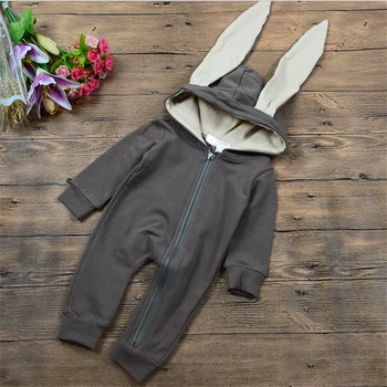 

Newborn Baby Rompers Rabbit Ear Hooded Long Sleeve Clothes Baby Boy Girl Jumpsuit Infant Costume Baby Outfit