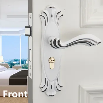 

Euro Fashion white black mute mechanical split room door lock,ivory white bedroom bathroom, kitchen solid wood door handle lock