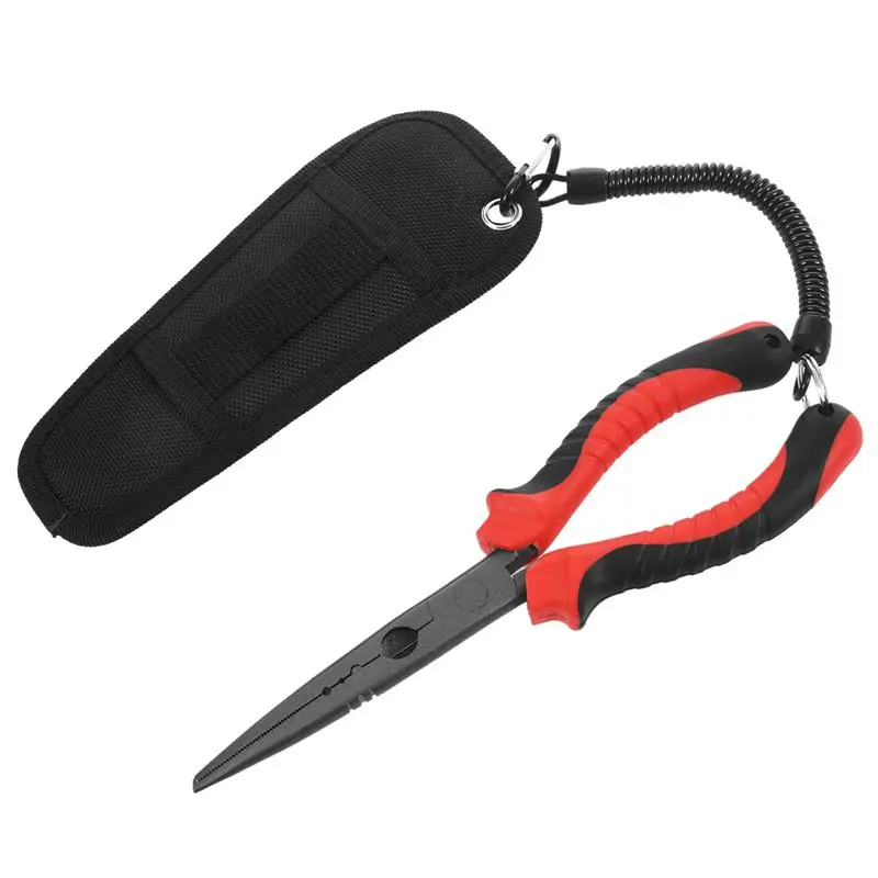 

Fishing Pliers Long Nose G1 with Floating Fish Gripper, Needle Nose Pliers Ergonomic Grip Split Ring Pliers Hook Remover Crimp