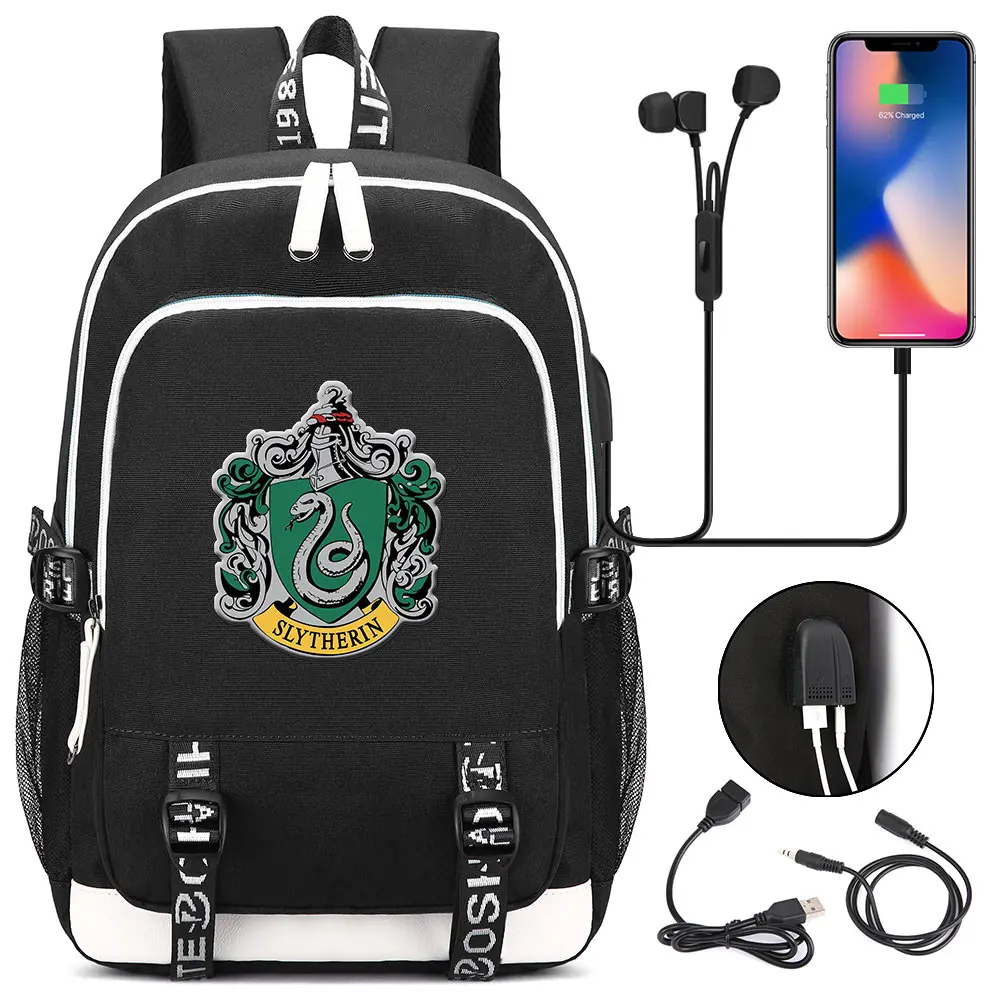 01 Deathly holows Magic Shool Hogwarts наушники USB Jack для мальчиков и девочек школьная сумка для женщин подростков холст для мужчин ноутбук рюкзак - Цвет: 01