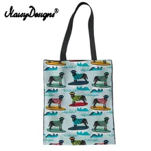 NoisyDesigns леди Для женщин сумка Холст сумки черный лабрадор печати Многоразовые Складная Сумка хлопок сумка