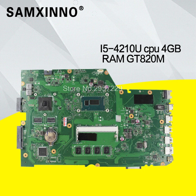

X751LD Laptop Motherboard For ASUS R752L R752LN X751L K751L K751LN REV 2.0 Mainboard DDR3 with I5-4210U cpu 4GB RAM GT820M