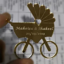 Пользовательское имя Baby shower вечерние пользу Лазерная Обработка на заказ в виде детской коляски акриловая наклейка для зеркала DIY вечерние подарок декор