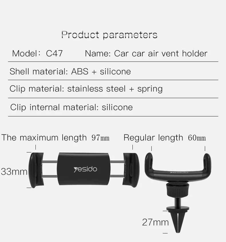 Yesido Universal Car Phone Holder Stand Car Air Vent(13)