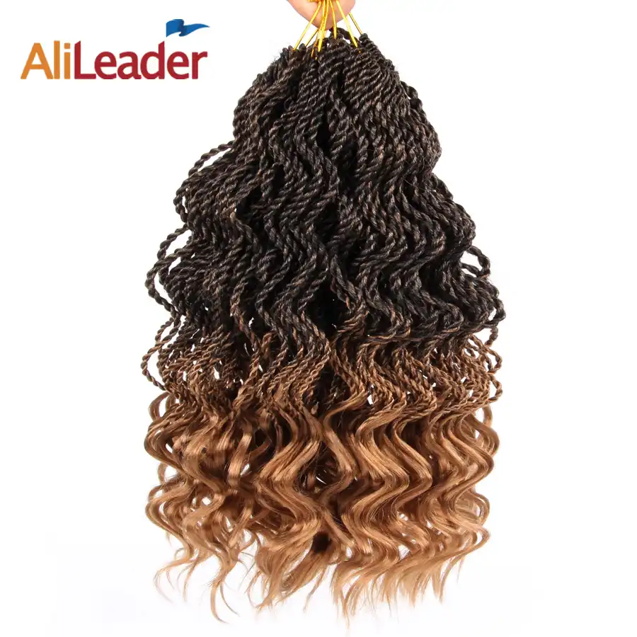 Alileader Synthetic Curly Hair Extensions Blue Crochet Weave Ombre