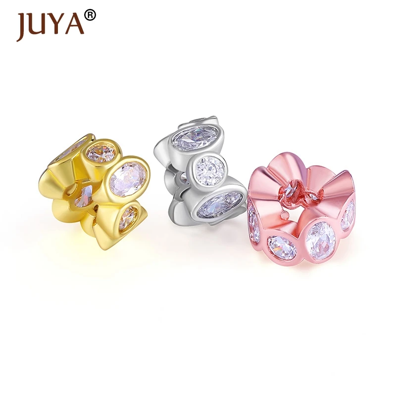 10 Pieces Small 10MM Spacer Beads For Handmade DIY Jewellery Making Bracelets Accessories Inaly AAA Cubic Zirconia Copper Metal | Украшения