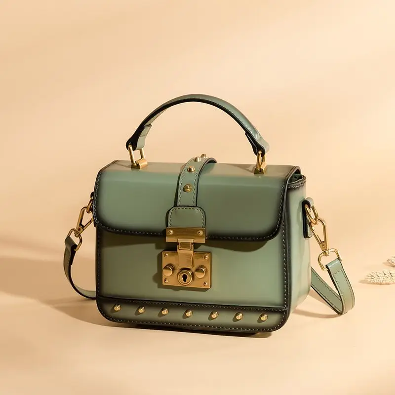 

LOEIL Women's small bag new 2018 retro Liu Ding shoulder bag fashion small square bag leather portable Messenger bag female