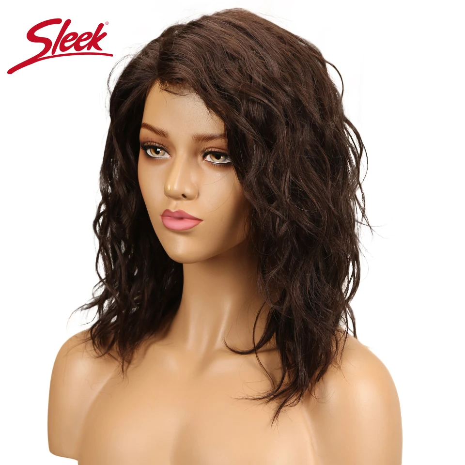 

Sleek Human Hair Wig For Black Women Brazilian Remy Water And Wavy Human Hair Wig Lace Frontal Hair Bundle Wigs Free Shipping