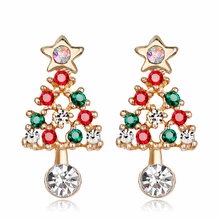 8 сезонов, рождественское ювелирное изделие, серьги-гвоздики, золотой цвет, Санта Клаус, олень, дерево, сердце, снежинка, эмаль, Женские Ювелирные изделия, 1 пара
