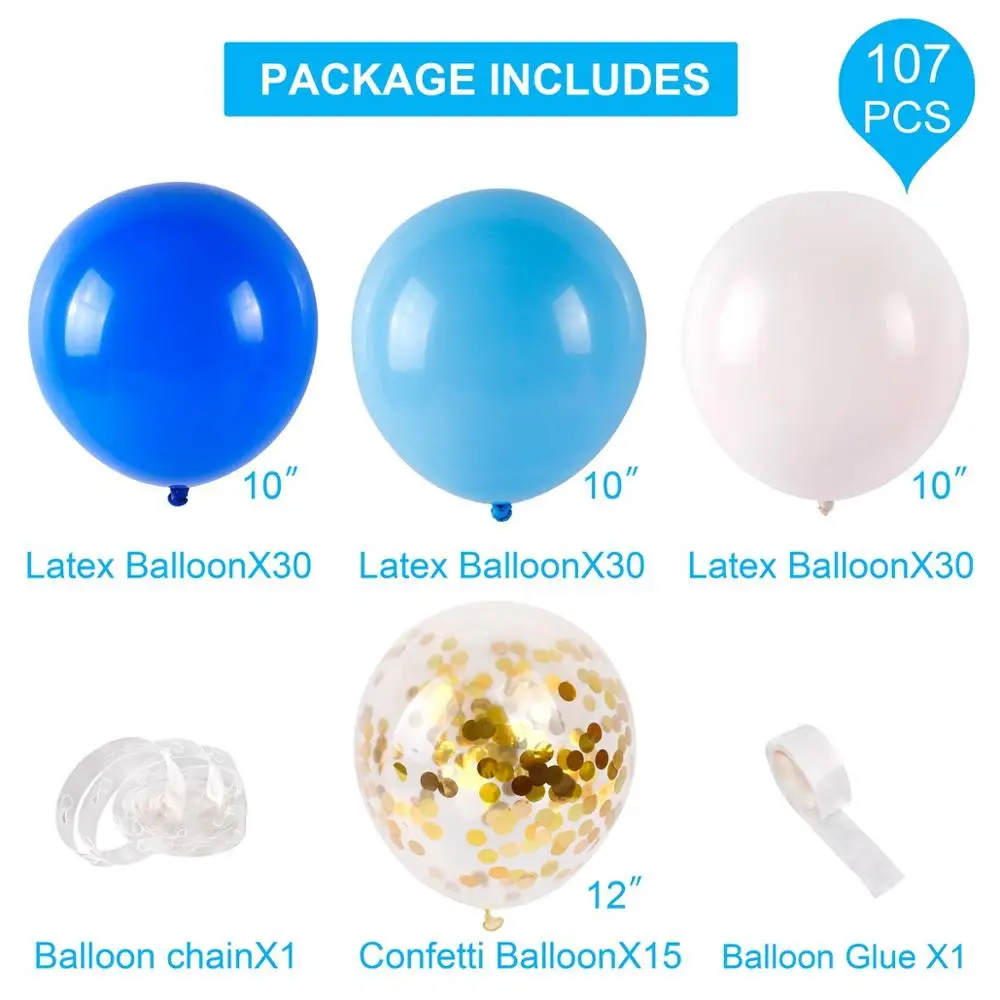 QIFU 107 шт. розовый синий черный золото 1st шарики ко дню рождения День рождения аксессуары для детей и взрослых воздушный шарик для свадьбы Babyshower Globos - Цвет: Balloon Set 2