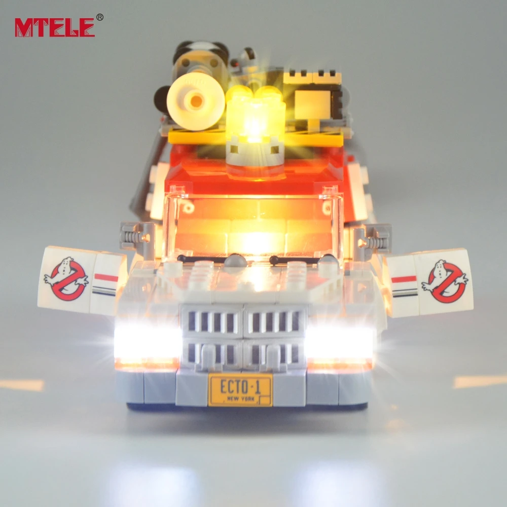 Светодиодный светильник MTELE, комплект для охотников за привидениями, Ecto-1 и 2 строительных блоков, модель, светильник, комплект, совместимый с 75828
