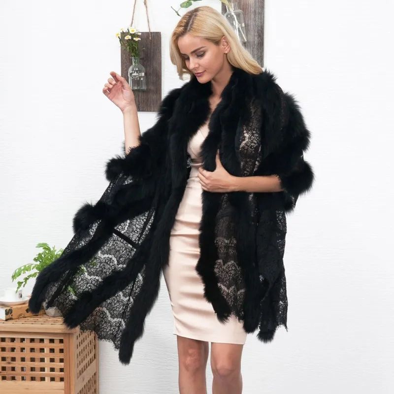 Elegante Nueva Abrigos Vestido Mujer Nupcial Peludo Slim Encaje 2018 qwrtICr