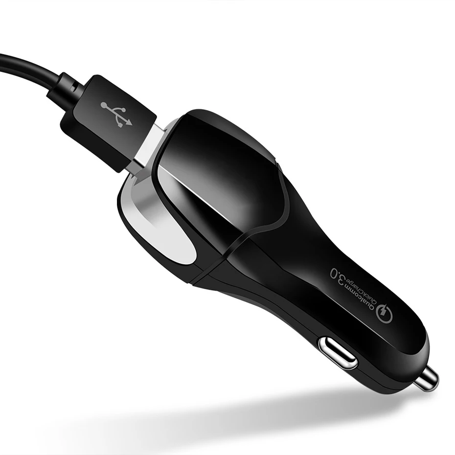18 Вт Quick Charge 3,0 зарядных порта USB для автомобиля Зарядное устройство для huawei Xiaomi IPad Портативный путешествия автомобильного прикуривателя Мощность Зарядное устройство s 3 in1 Кабель Micro Тип c