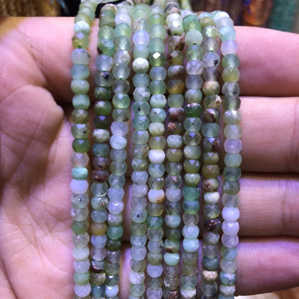 

5strings Lot,Natural Chrysoprase Beads,Faceted Semi Gem Roundel Beads,Tiny Spacer Gem jewelry Beads,approx 3x4mm,15.5"/str