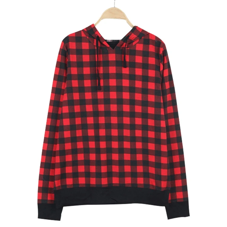 

2017 Women Autumn Hoodies Casual Long Sleeve Pullover Red Plaid Hoodies Sweatshirt Apparel Fashion High Quality Y03226