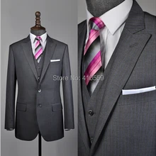 На заказ мужской серый костюм 3 предмета костюм темно-серый смешанный полосатый костюм(куртка+ жилет+ брюки