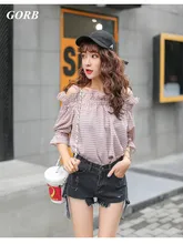 GORB 2017 New Hot Sale Summer High Waist Denim Shorts Holes Female Irregularly Wide Leg Pants Students Women Jeans Shorts G063