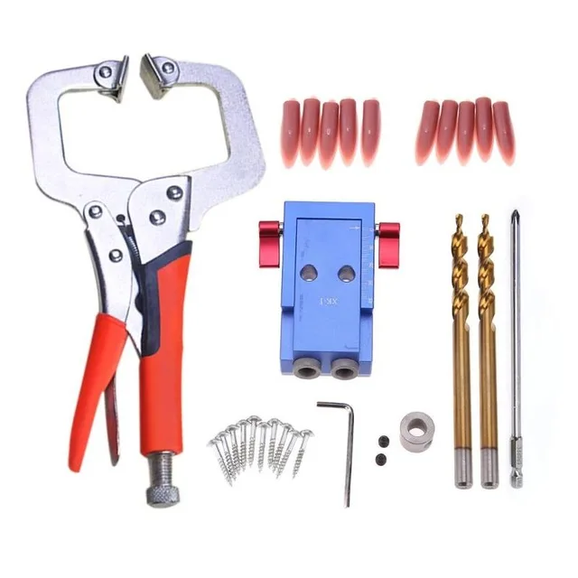 

Pocket Hole Jig Kit System Mini Kreg Style Wood Working Joinery Tool Set with Step Drill Bit