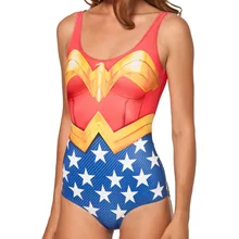 Сексуальный летний комикс Мстители Wonder Woman 3D принты без рукавов цельный купальник женский купальный костюм плюс