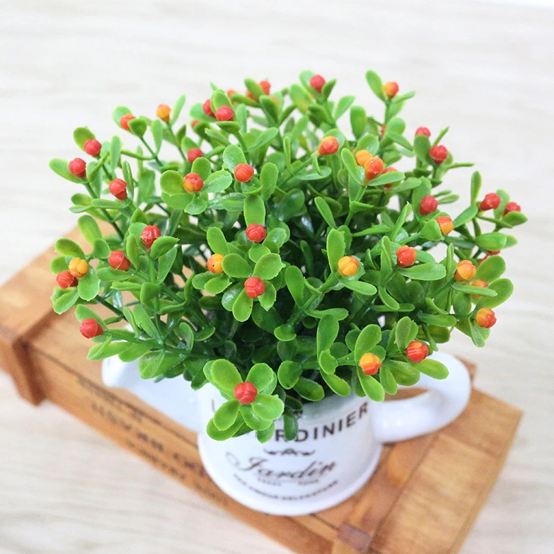 artificial plastic flowers with Ceramics vase cute artificial flower set home decoration for wedding flowers decoration (15)