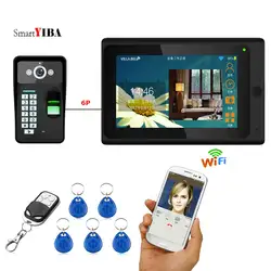 SmartYIBA 7 "TFT Беспроводной Wi Fi RFID пароль по отпечатку пальца распознавания видео телефон двери дверные звонки домофон системы Запись функция