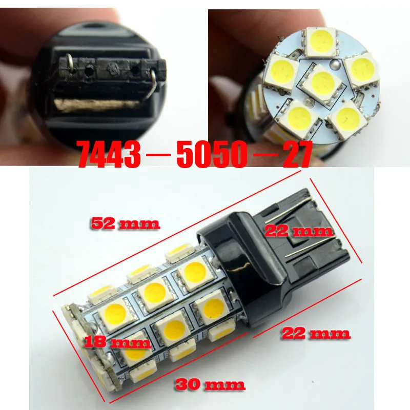 TRICOLOUR 2шт T20 7440 7443 W21W W21/5W 27SMD 5050 Лампа светильник для DODGE RAM 1500 2500 3500 (2 2) 2013 2014 2015 #