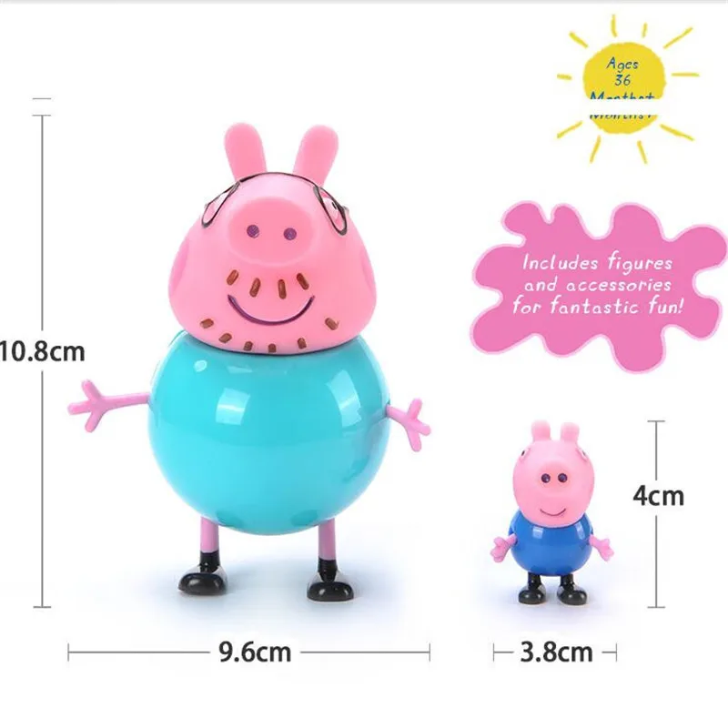 Peppa pig George Family friend Plastic PVC doll Pack Dad Mom Action Figure Anime Toys Boy girl gift set