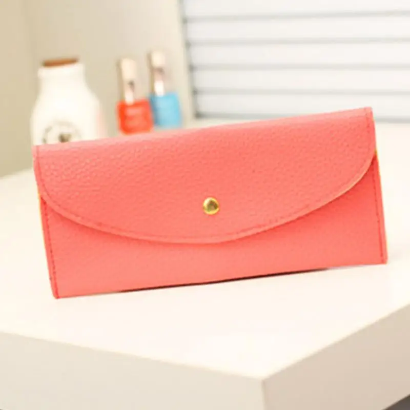 

Women's Long Thin Wallet Candy Color Envelope Hasp Clutch Bag Soft PU Leather Purse Card Holder for Ladies Female High Quality