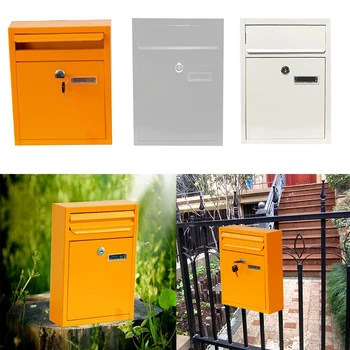 

Letter Rack Holder With 2 Keys Lock Mailbox Post Box Newspaper Magazines Box Home Gate Hanging Case Letter Paper Organizer