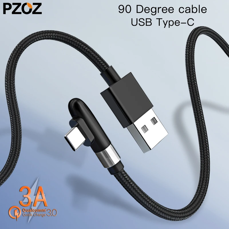 PZOZ 90 градусов кабель с разъемом usb type c для быстрой зарядки зарядного устройства