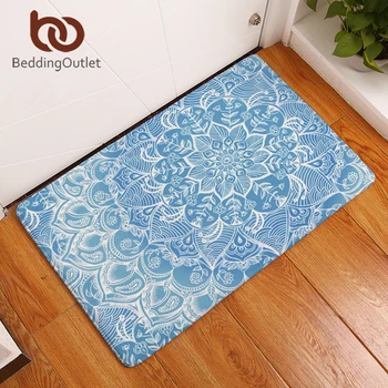 BeddingOutlet Bohemian Mandala Flower Carpet Polyester Rug Non-slip Floor Mat DoorMat For Bedroom Bathroom Kitchen Door 40x60cm