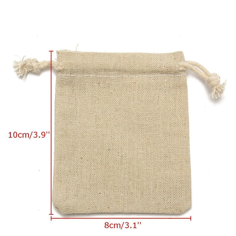 30Pcs Small Natural Linen Jute Sack Gift Bags  Jewelry Pouch Drawstring Bag For Home Party Storages 10*8CM