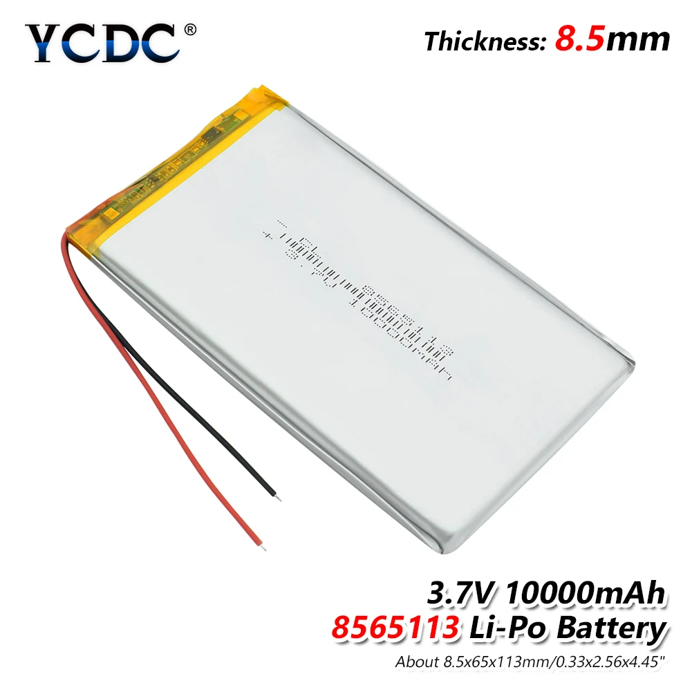 

3.7V 10000mAh Lipo Battery 8565113 With PCM For Tablet DVD GPS Medical Device PDA Bluetooth speaker, Digital Camera