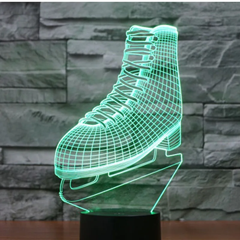 3D свет в ночь на коньках Обувь с 7 цветов свет для украшения дома лампы удивительный визуализации Оптические иллюзии Awesome