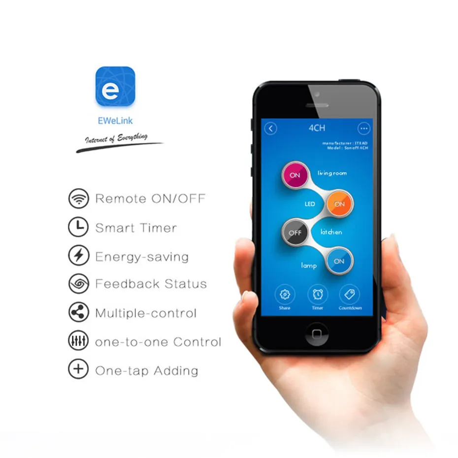 Sonoff 4CH R2 4 банды Wifi Smart Switch канала электрический DIY переключатель IOS Android App Control