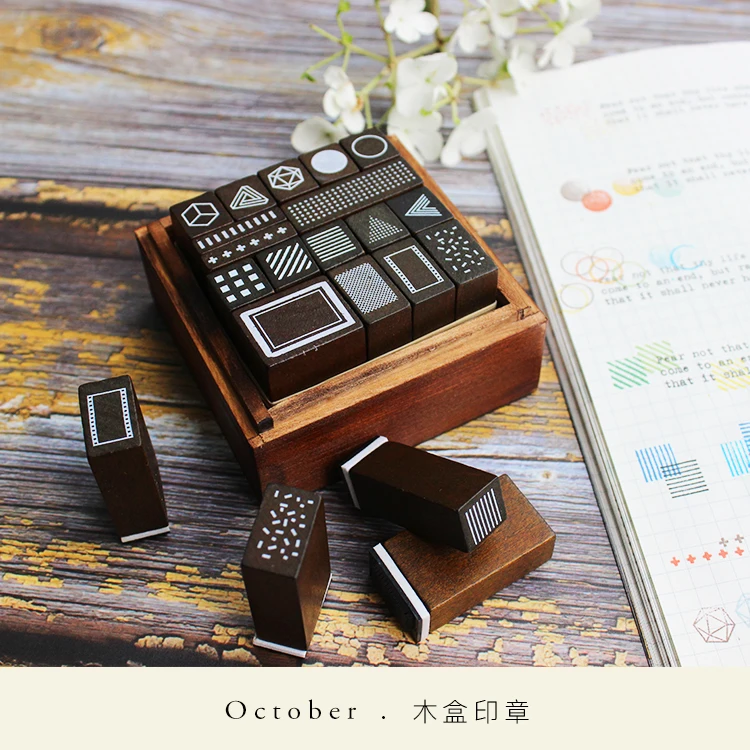 Moodtape Vintage Wooden Boxes Wood Clear Stamp For Diy