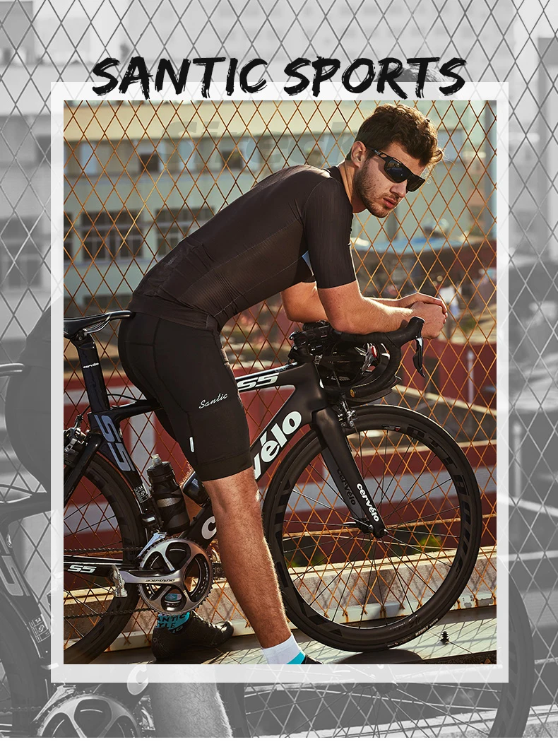 Santic Cycling Shorts 4D Sponge Pad Men Road Bike Shorts Pro Team Breathable Quick-dry MTB Bicycle Shorts Bermuda Ciclismo