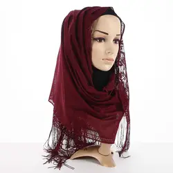 Мода мусульманских широкий шарф хиджаб шарф Для женщин полые Ленточки тонкие обертки мусульманские шарфы Ретро цветок арабских платки