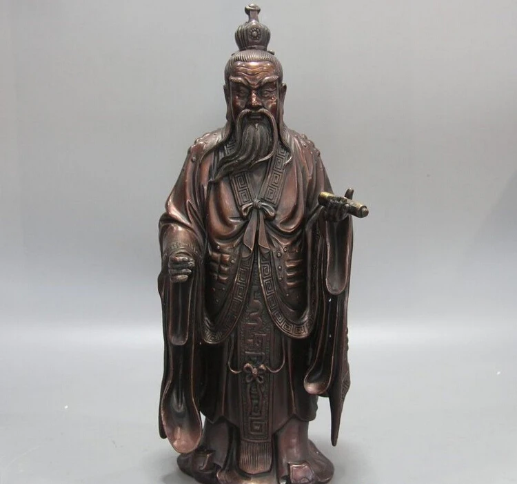 

China Taoism Bronze Copper Famous Thinker Lao-tzu Laozi Tai Chi Statue Sculpture