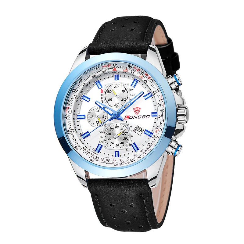 LONGBO Luxury Men Genuine Leather Watch Sports Quartz Watches For Men Male Leisure Clock Simple Watch