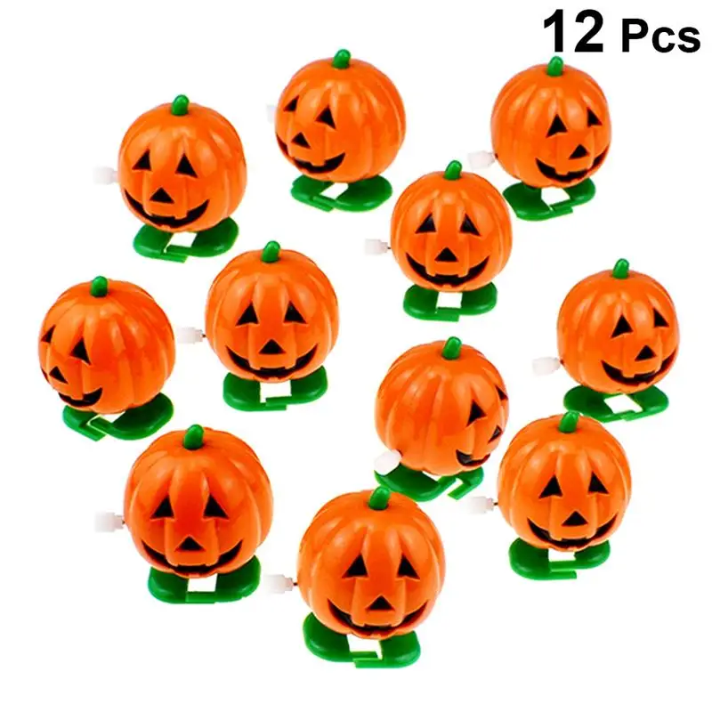 

10 Pcs Wind-up Toy Clockwork Waking Smile Face Pumpkins Toy Holiday Halloween Party Favor (Orange)